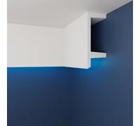 LED Coving, XPS Cornice, WLD05 19x8cm, Sample 20cm Piece | Check Profile Size and LED Glow Before Ordering, Paintable White, LED Strip & Adhesive Not Included