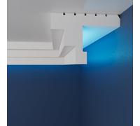 LED Coving, XPS Cornice, WLD07 6.5x9cm, Sample 20cm Piece | Check Profile Size and LED Glow Before Ordering, Paintable White, LED Strip & Adhesive Not Included
