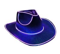 LED Cowboy Hat - 2 AA Western Sparkly Cowgirl Hat | Luminous Cowboy Bulk Glow in the Dark for Party, Dance, Role Play, Adults, Girls, Men, Women, Nightclub, Adjustable Settings