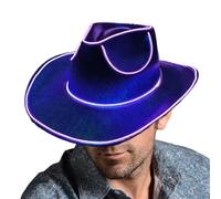 LED Cowboy Hat, Light Up Cowboy Hats, Blue / Purple Glow In The Dark Disco Cowgirl Hat, Halloween Led Hats, Sparkly Boy Battery Operated Costume Accessories, Glow In The Dark For Halloween Parties