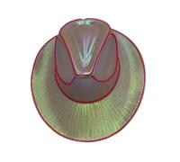 LED Cowboy Light Up Hat Disco Western Costume Cowgirl Disco Party Caps Sparkly Neon Hats Random Colour Brim Light (Light Pink)