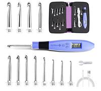 LED Crochet Hooks Set, 12 in 1 Rechargeable Lighted Crochet Hooks Set, with Small Wrench Travel Zipper Case (Interchangeable Crochet Head Sizes 2.0-8mm)