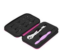 LED Crochet Hooks Set, USB Rechargeable Light Up Knitting Needles with 9 Interchangeable Heads Small Wrench Travel Zipper Case for Crafters