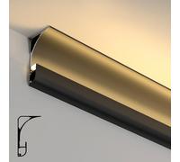 LED Crown Molding Indirect Lighting - Aluminum Surface Mounted LED Channel for Bedroom Hallway Living Room & Kitchen - Mood Light Trim Housing Track 85.3ft (Black 26m)