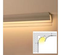 LED Crown Moulding Trim 4ft - Aluminum Diffuser Cover for Indirect Lighting, Plaster-in Cornice Channels, Home Decor Cove Lighting, Modern Ceiling Accent