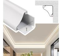 LED Crown Moulding Trim Lights, 1m Double Diffuser Channel, Surface Mount Aluminum Wall Washer, Modern Ceiling Lighting for Home Decor, Adjustable Brightness, Easy Installation