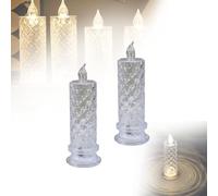 LED Crystal Candle Lights, LED Flameless Candles with Rose Shadow, Romantic Flameless Candles Long-Lasting, Safe & Risk-Free, Crystal-Like Glow Pillar Candles (2)