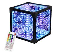 LED Cube Lamp with Remote Control - 3D Infinity Mirror, RGB Color Changing, 200 Dynamic Modes, Sound Activated, USB Powered for Bedroom and Home Decor