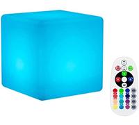 LED Cube Mood Light,DINOWIN Rechargeable Bedside Night Lamp Light ,Remote Control LED Decorative Light,16 Color Change Lights with 4 Flash Modes, Lighting for Party,Wedding,Bedroom,Garden (10x10x10CM)