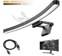 LED Curved Monitor Lights with Touch Control, 55CM Computer Monitor Light Bar for Eye Care, Adjustable Brightness and Colour Temperature, Space Saving Home Office Lamp for 24-35 Inch Curved Monitors