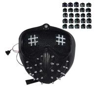 LED Cyberpunk Mask With 25 Expressions Display, Spiked Design, Light Up Rave Costume Prop For Halloween Party