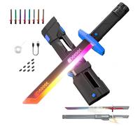 Led Cyberpunk Swords, 7 Color 31.5" Cyberpunk Neon Spark Blade Sword Type-C Rechargeable Sparkblade Swords with Sparks Sound & Mist for Rave, Cosplay & Display (Blue-18in)
