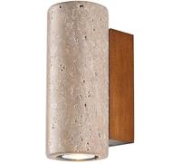 LED Cylinder Down Wall Light Indoor Natural Stone Wall Sconce Farmhouse Vintage Industrial Wall Mount Fixture Mid Century Wood Wall Lamp for Bedroom Hallway Bathroom Living Room En