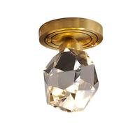 LED d Semi Flush Mount Ceiling Light, Modern Brushed Brass Ceiling Tray Lighting Fixtures, Shape High Transparent Crystal Wall Lamp,for Entry Way, Kitchen, Bathroom, Porch