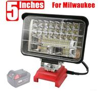 LED DC 12V Work Light with Clip for 18V Lithium Battery, 5-Inch 144W 48-LED Utility Light, USB & DC Output for Charging Devices, Compatible with 18V Batteries(5 INCHES)