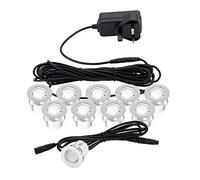 LED Decking Lights 10 x 30mm - Stainless Steel Round Plinth Lights, IP44 Waterproof Outdoor Garden, Patio, Stair & Path Lighting, Non-Dimmable