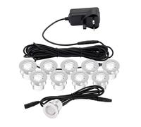 LED Decking Lights 10 x 30mm - Stainless Steel Round Plinth Lights, IP44 Waterproof Outdoor Garden, Patio, Stair & Path Lighting, Non-Dimmab