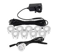 LED Decking Lights 10 x 30mm - Stainless Steel Round Plinth Lights, IP44 Waterproof Outdoor Garden, Patio, Stair & Path Lighting, Non-Dimmable