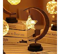 LED Decorative Lamp Star Moon Lamp Handmade Iron Night Lamp 3D Magic Moonlight Lamp Bedroom Moon Lamp Christmas Home Decoration USB Power Supply 5.5 * 5.1 * 11 Inch （Pentagram Warm）