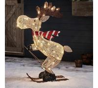 LED Deer Christmas Decoration, Outdoor Garden Ornament with Wooden Stakes, 30cm Lighted Acrylic Figure