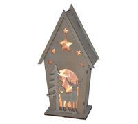 LED Deko-Holz-Häuschen With Stag And Pinetree Christmas Decoration Window Table