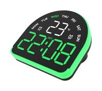 LED Desk Clock with Ambient Light Temperature Display and Customizable Alarms Adjustable Brightness for Bedroom Office and Everyday Time Management(Black green light)