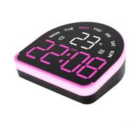 LED Desk Clock with Ambient Light Temperature Display and Customizable Alarms Adjustable Brightness for Bedroom Office and Everyday Time Management(Black powder lamp)