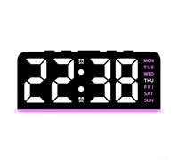LED Desk Clock with Customizable Ambient Lighting and Adjustable Brightness, Digital Alarm Clock with Battery Backup Functionality (pink)