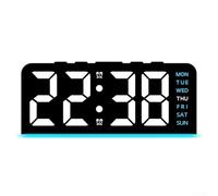 LED Desk Clock with Customizable Ambient Lighting, Four Brightness Settings, Reliable Alarm and Battery Backup for Continuous Use (Blue)