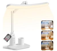 LED Desk Lamp Dimmable Table Lamp, Cordless Task Lamp with Adjustable Color & Brightness, Foldable Rechargeable Night Light for Reading, Makeup, Craft (Pure White A)