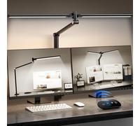 LED Desk Lamp for Home Office, Eye Caring Architect Desk Light with Remote, Dual Screen Computer Monitor Light with Stepless Dimming, Stepless Color Temp, Memory Function for Study, Workbench