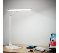 LED Desk Lamp for Office Home, Eye-Caring Desk Light with USB A+C Dual Charging Port, 3 Brightness Level, 23W 1000LM DC Adapter Table Lamp for Reading, Study, Workbench, Crafting, Sewing, Puzzle, Nail
