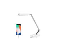 LED Desk Lamp,JKSWT Eye-Caring Table Lamps Natural Light Protects Eyes Dimmable Office Lamp with 5 Color Modes USB Charging Port Touch Control an