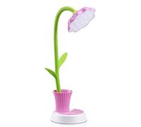 LED Desk Lamp, Uniwit Sunflower LED Charging Table Lamp Support Eye Protection Small Desk Folding For Reading,Study and Office, Adjustable Brightness - Pink