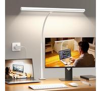 LED Desk Lamp with Clamp, Desk Light for Home Office, Eye-Care Dimmable Reading Light, 5 Colors & 10 Brightness, Flexible Gooseneck,Timer & Memory Function, for Craft & Nail, Adapter Included