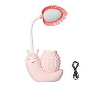 LED Desk Lamp with Pen Holder Cartoon Animal Snail Table Lamp Multiple Function USB Charging Cute Desk Light Gooseneck for Students Kids Warm White Light 0.6~3W DC 5V(Pink)