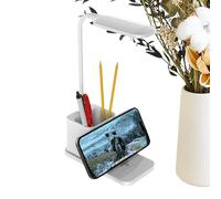 LED Desk Lamp With Wireless Charger, Modern Desk Lamp Wireless Charger, Pen Holder Adjustable Brightness Lighting, Eye-Caring Reading Light Bedside Phone Holder, Desktop Accessories Phone Charger