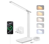 Carehabi LED Desk Lamps Office, dimmable Desk Light, LED Table lamp with 5 Colours and 5 Brightness Levels, Reading lamp with USB Charging Port, Touch Control for Children, bedrooms, Reading, Offices