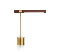 LED Desk Light Wood and Brass Lamp, Adjustable Tilt Angle Modern Mid Century Table Lamp for Home, Library, Bedside, Office, Desk, Banker