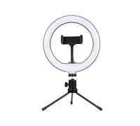 LED Desktop Video Ring Light with Tripod Stand USB Plug Selfie Lamp Multiple Modes Adjustable Brightness Universal Phone Holder for YouTube TikTok Live Streaming Makeup Shooting Online Teaching