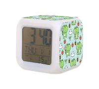 LED Digital Alarm Clock,Cute Green Frogs 7 Color Change Wake Up Clock for Home Office Kitchen Kids Alarm Clock