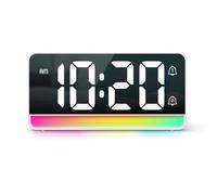 LED Digital Alarm Clock with Ambient Light, Dual Alarm and Snooze, Battery or Plug-In Bedside Clock with Auto Dimming Night Display for Adults Kids and Teens