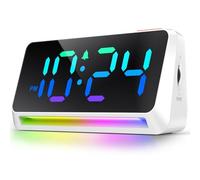 LED Digital Alarm Clock with RGB Display, Super Loud Alarm (95dB) for Heavy Sleepers, Plug-In Bedside Clock with Night Light, USB Charger & Adjustable Brightness, Perfect for Adults, Teens & Kids