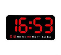 LED Digital Alarm Clock with Temperature Display, HD Screen Date Time Show, 3-Level Brightness Night Mode, 12/24H Format, USB or Battery Powered, Wall Mount or Desktop for Home Office(Red)