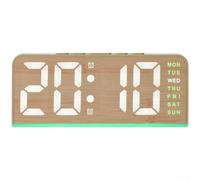 LED Digital Alarm Clock with Wood Finish, Dual Alarms, Dimmable | Display, Date and Temperature, Colourful Night Illumination, USB Charging Port for Bedside