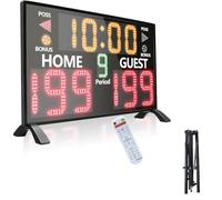 LED Digital Basketball Scoreboard, Electronic Scoreboard with Remote and Bracket, Time + Score + Quarter + Possession + Overtime, Buzzer Prompt Function, 30M Visual Distance
