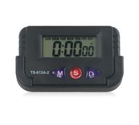 LED Digital Car Clock with Stand and Double-Sided Tape, Portable Electronic Dashboard Clock for Car Interior, Black ABS Material