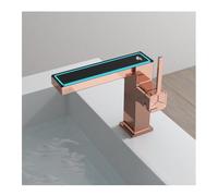 LED Digital Display Bathroom Faucet Single Handle One Hole Sink Mixer Deck Mount Vanity Tap for Bathrooms Water Temperature Indicator Stylish Basin Fauce