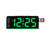 LED Digital Projection Alarm Clock for Bedside with Rotatable Ceiling Projector, Large Display Shows W ate and, Snooze Function Up Light for Bedroom Desk in Colors(Black Green)