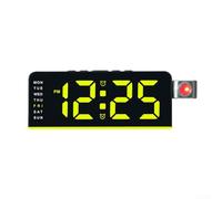 LED Digital Projection Alarm Clock for Bedside with Rotatable Ceiling Projector, Large Display Shows W ate and, Snooze Function Up Light for Bedroom Desk in Colors(Black Yellow)